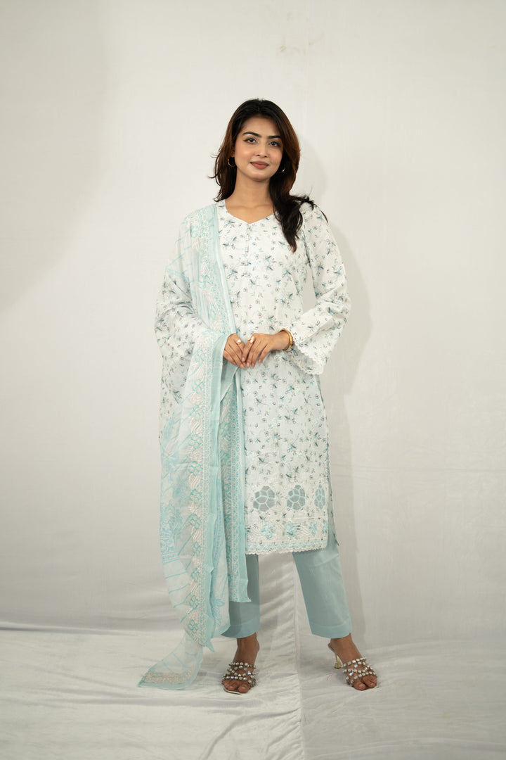 Lavender Floral Printed 3-Piece Set for Women 07