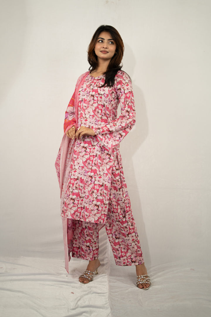Lavender Floral Printed 3-Piece Set for Women 05