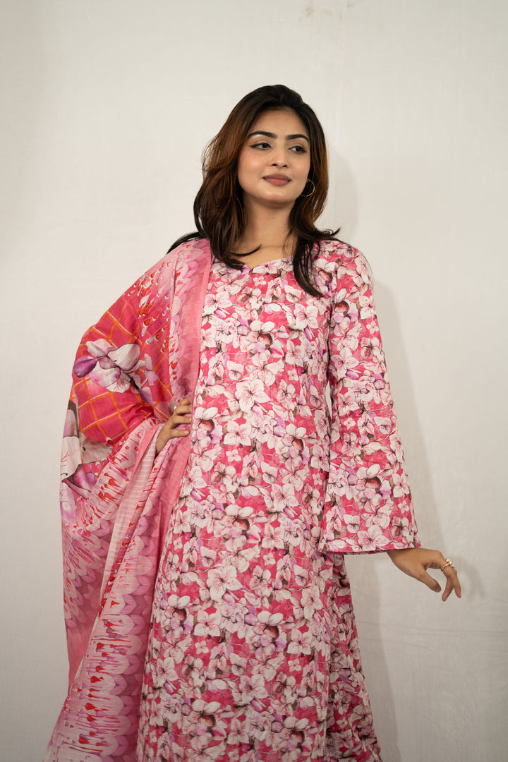 Lavender Floral Printed 3-Piece Set for Women 05