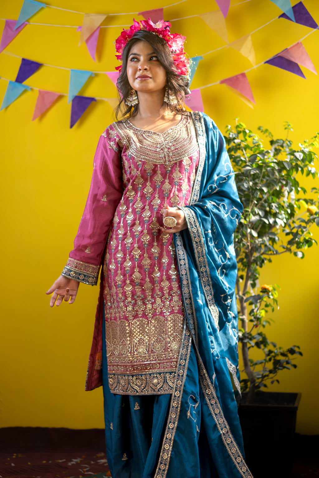Rani Royale Zari Embroidered 3-Piece Set