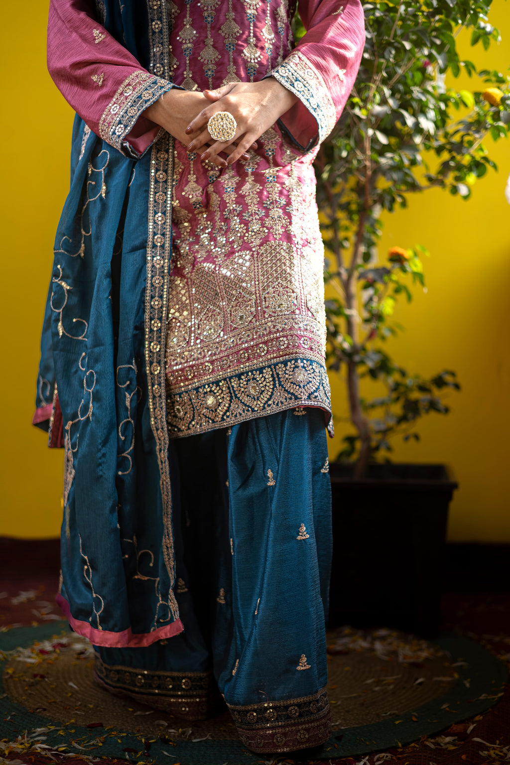Rani Royale Zari Embroidered 3-Piece Set